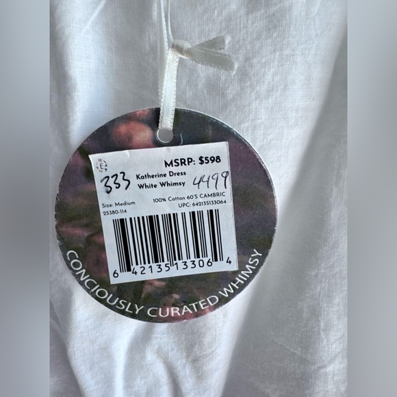 NEW EDDY Katherine Dress in white whimsy belted embroidered sz: M $598 - Picture 9 of 14